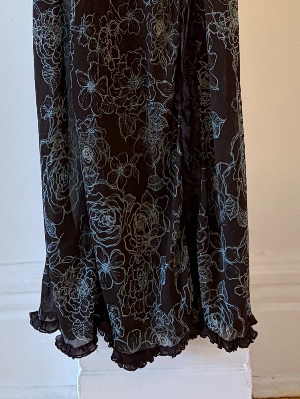 Brown and Blue Sheer Maxi Dress - La Vie En Rose XL - Picture 5 of 5